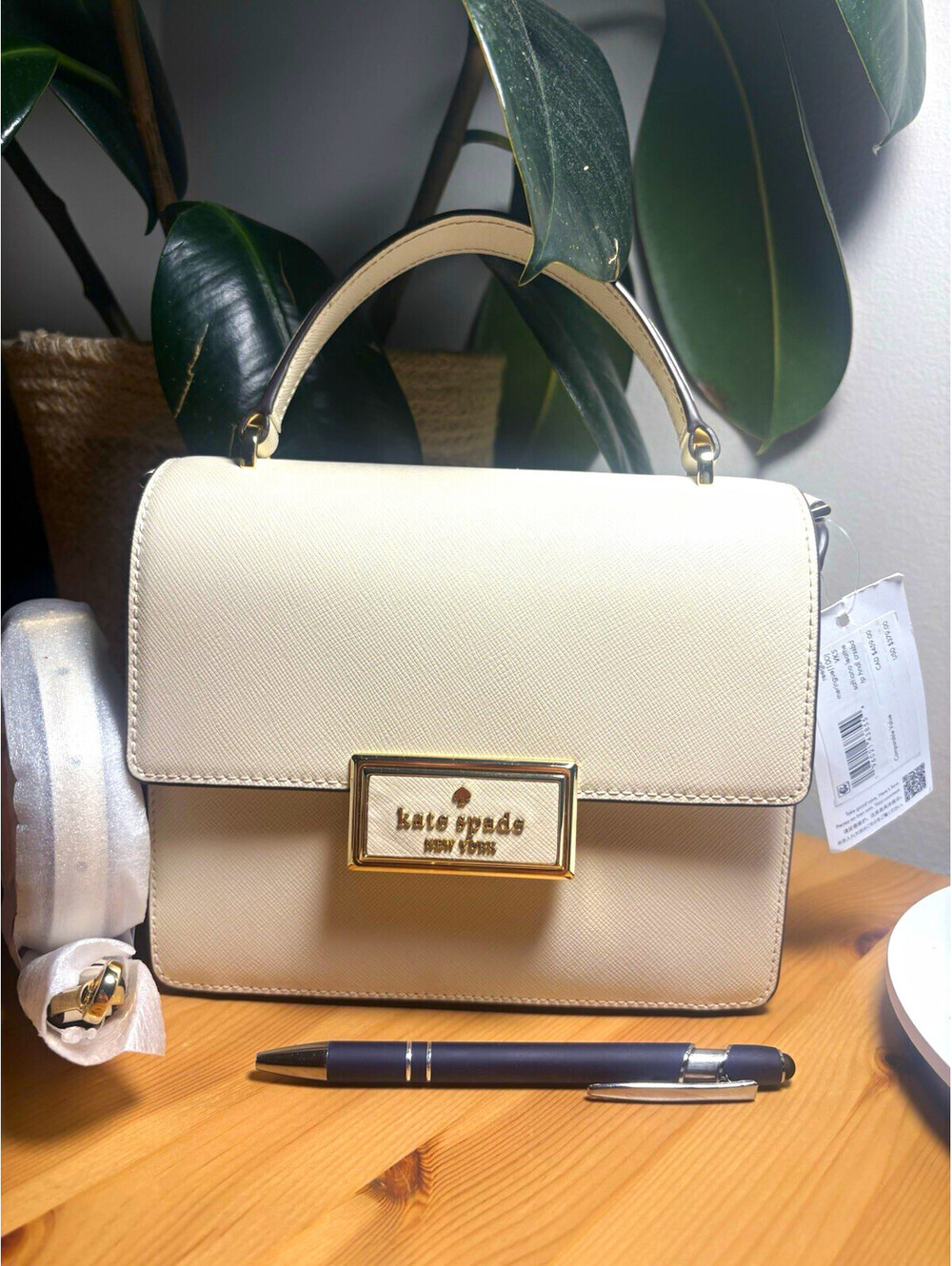 kate spade new york Beige Small Satchel Detachable Strap Gold HW